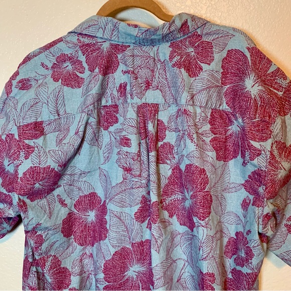 Cooke Street Men’s Hawaiian Floral Button Down Shirt Short Sleeve Blue & Red XXL - Picture 7 of 9